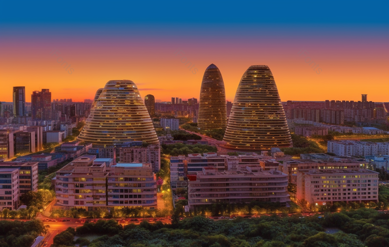 灯烛辉煌光彩夺目的望京soho落日前的景色,高清,摄影图,摄影图片,图片大全,摄影图免费下载